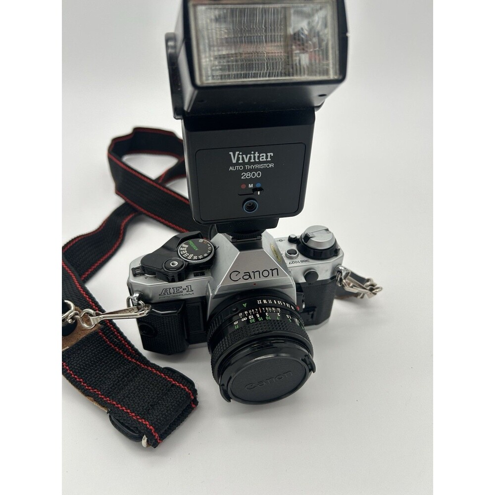 Canon AE-1 Program 35mm SLR Film Camera w/ Canon FD 50mm f/1.8 Lens